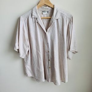Flax Button Down Collared Short Sleeve Camp Shirt